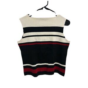 Grace Knitwear Striped Silk Blend Sleeveless Top Size XL Elegant Lightweight